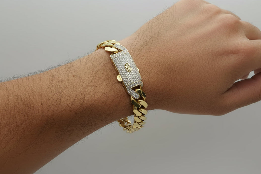 14K Gold Monaco Bracelet – 13mm, 8.5 Inch