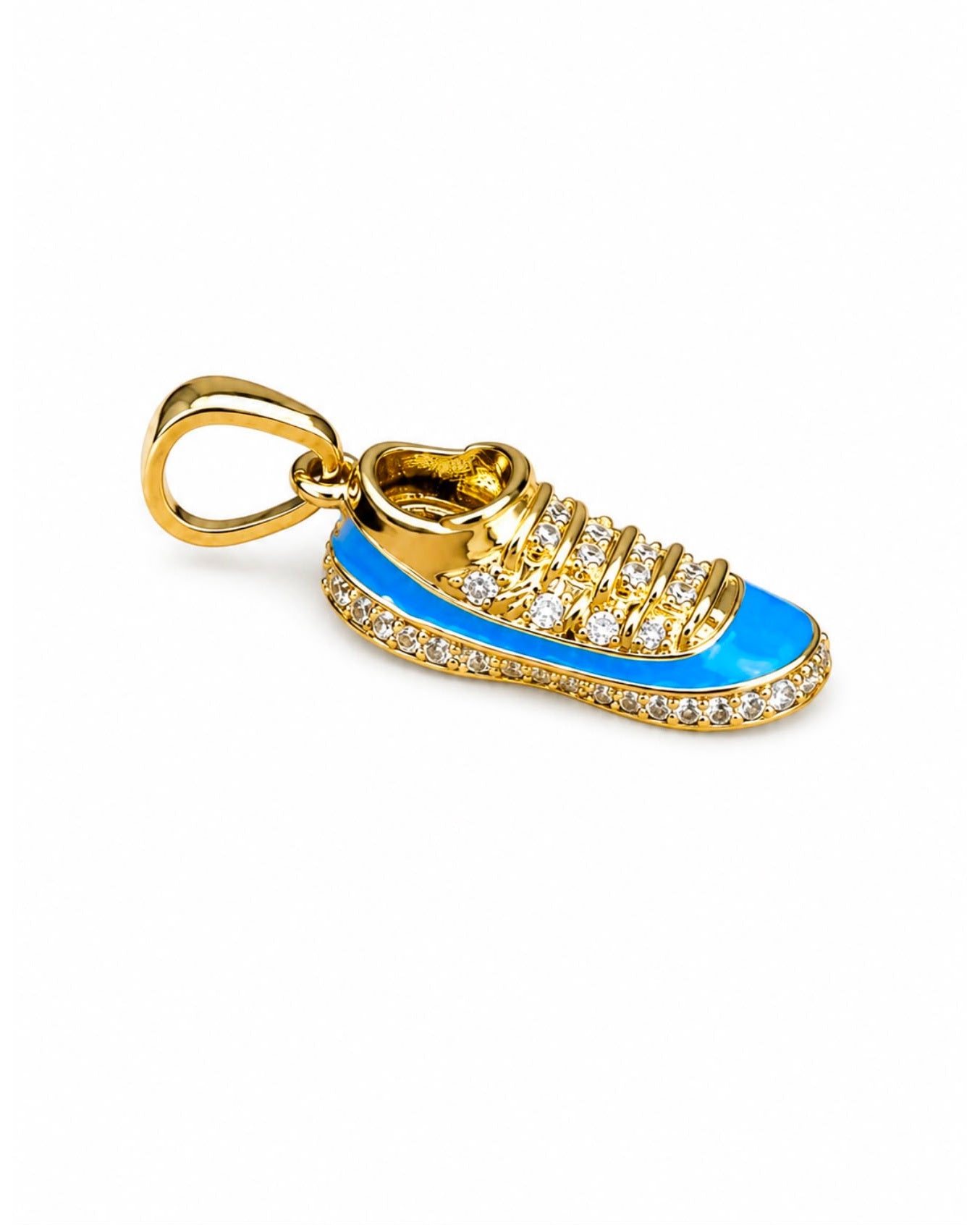 10K Gold Blue Enamel Sneaker Pendant