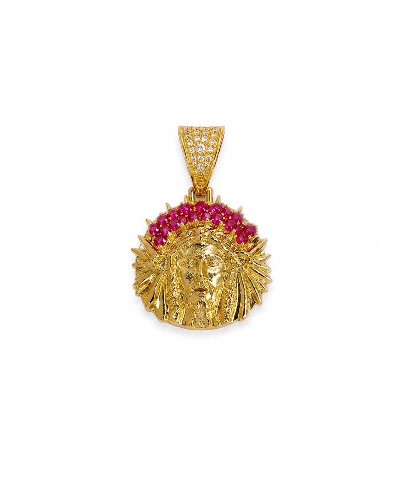 10K Gold Jesus Head Crown Pendant