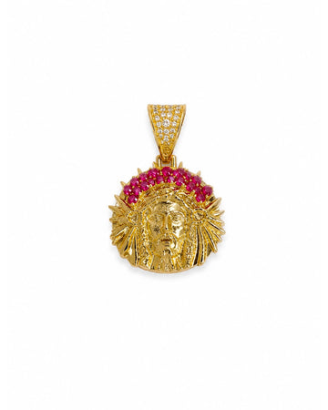 10K Gold Jesus Head Crown Pendant