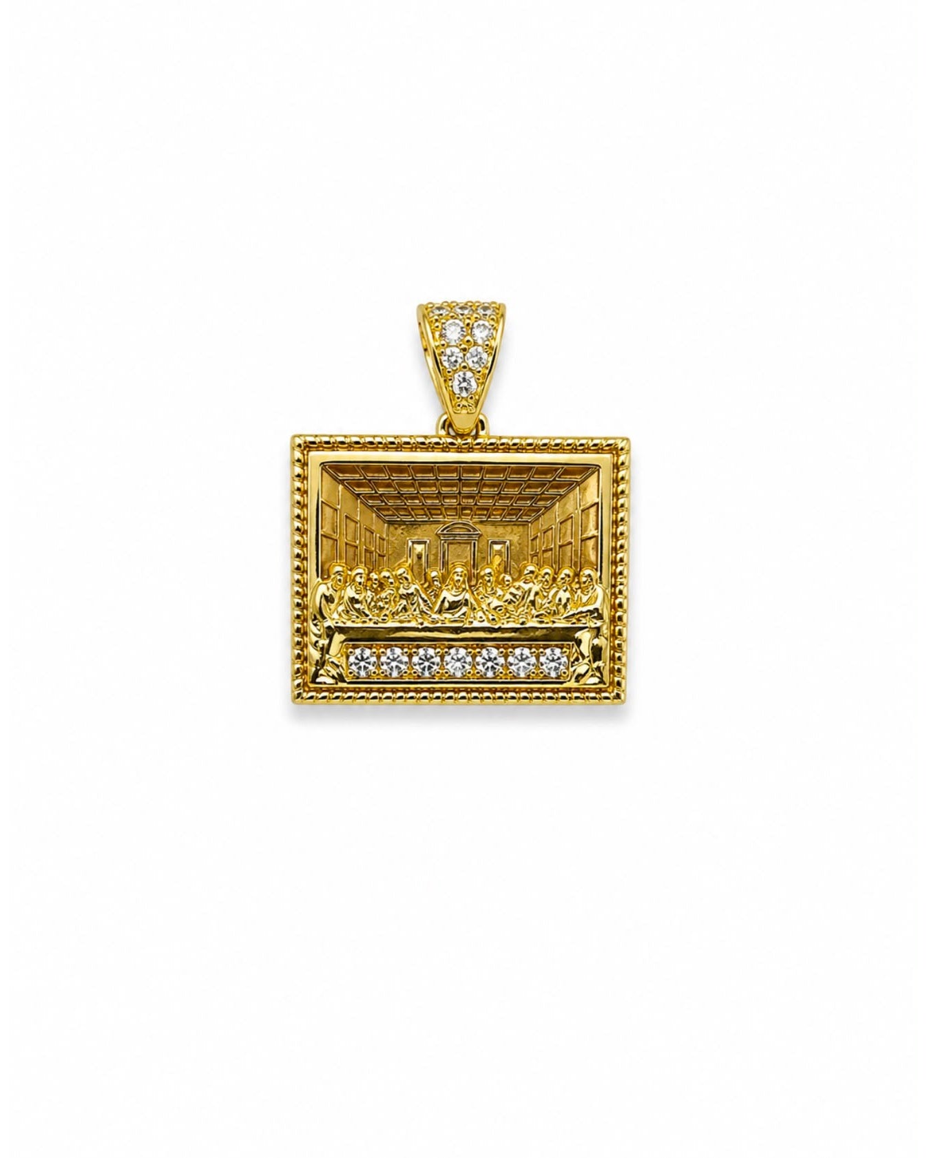 10K Gold Last Supper Rectangular Pendant
