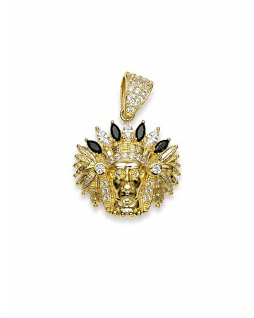 10K Gold Lion Head Crown Pendant
