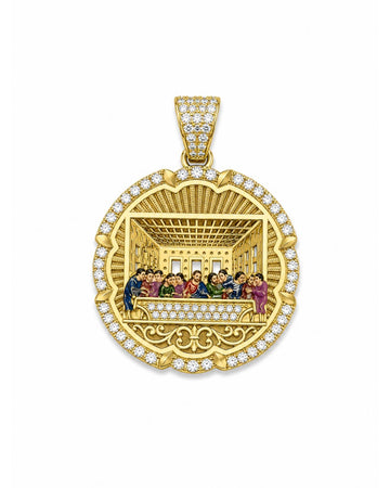 14K Gold Last Supper Medal Pendant