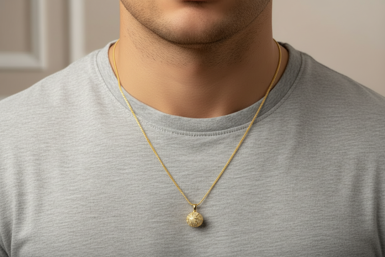 Franco Chain 1.9mm with Basketball Pendant – 22 Inches 10kt