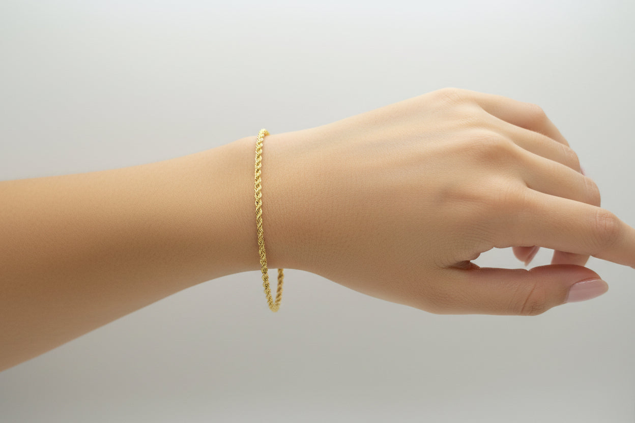 14K Gold Rope Bracelet – 2.3 mm | 7”
