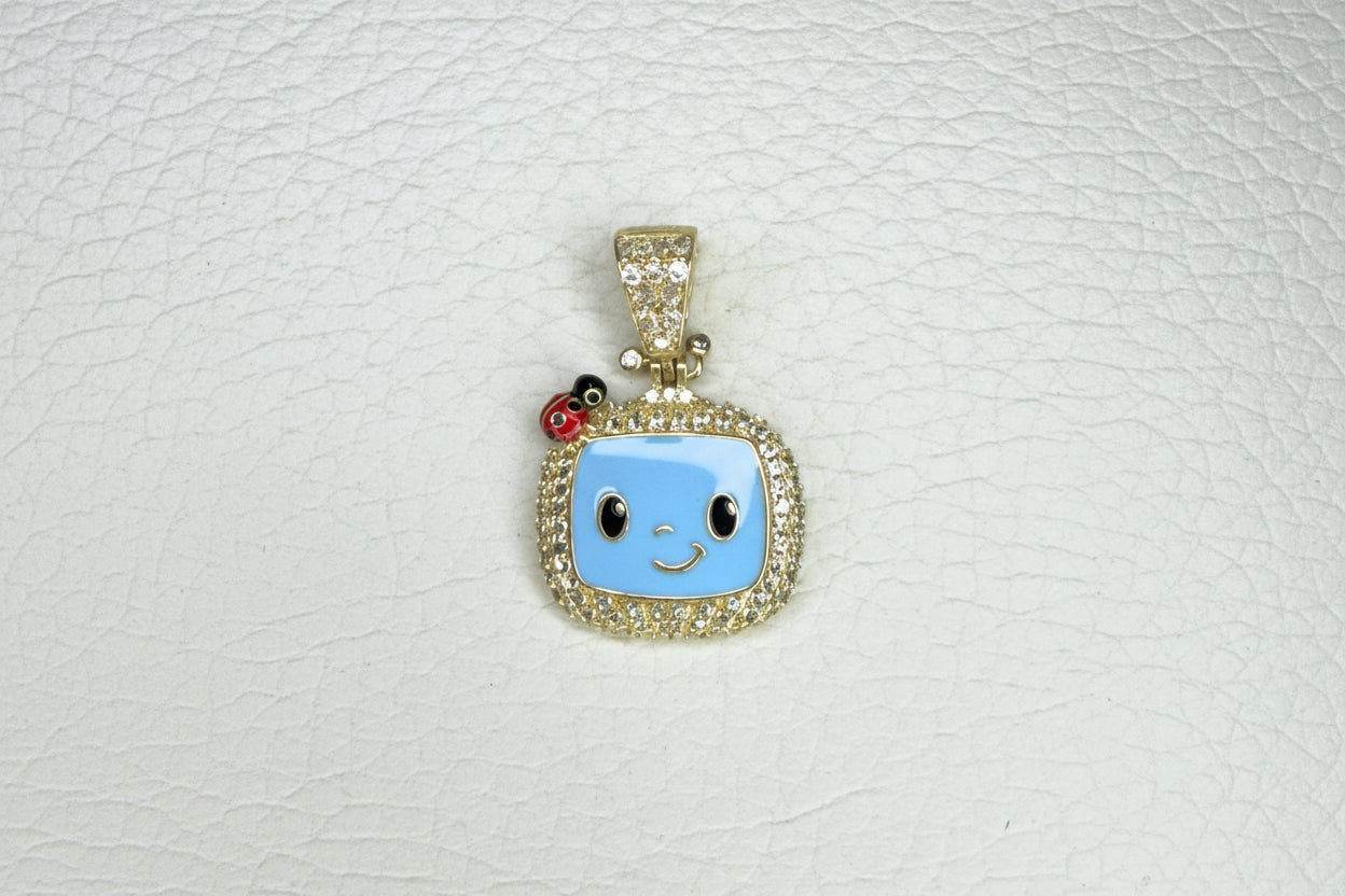 14K Gold CoComelon Pendant with Zirconia Accents