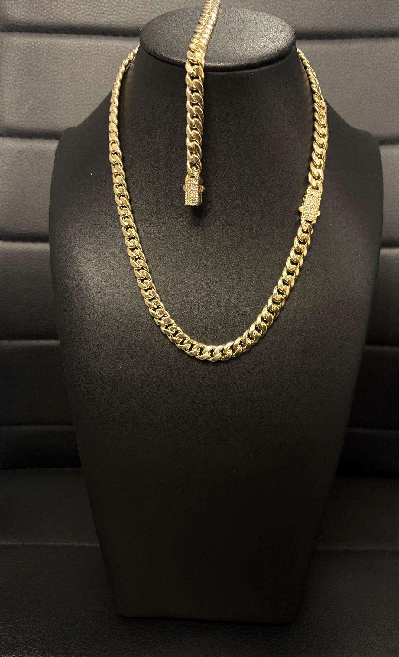 14K Gold Cuban Link Chain & Bracelet Set – 7mm
