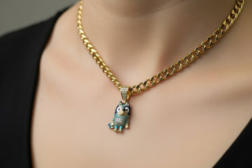 14K Gold Bluey Pendant with Zirconia Accents